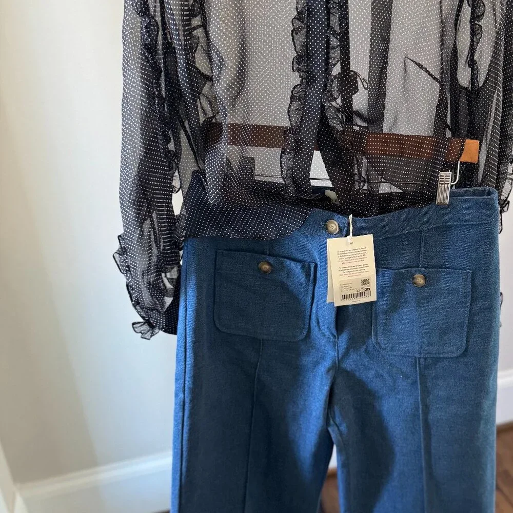 Emilio Mid-Rise Cropped Trousers - Denim Blue - US Size 10 - NWT - Picture 5 of 5